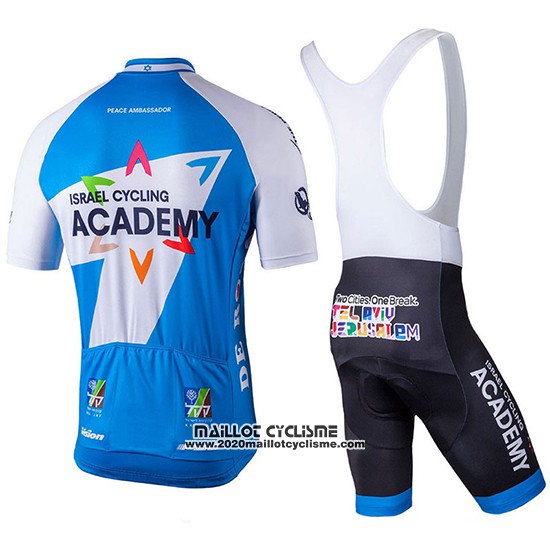 2018 Maillot Ciclismo Israel Cycling Academy Blanc et Bleu Manches Courtes et Cuissard